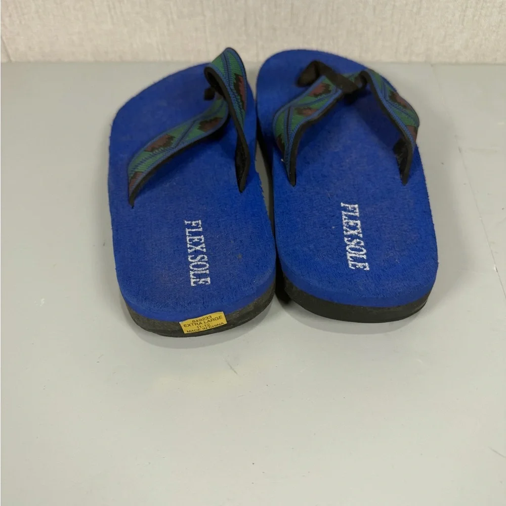 Blue‎ Fabric Flip Flop Sandals with Patterned Straps